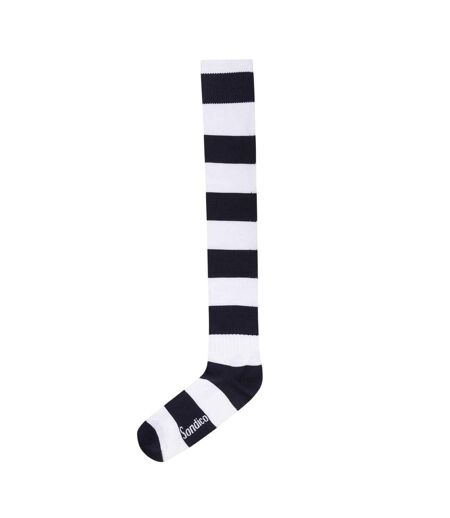 Chaussettes De Foot Motif/style Rayures Contrastées Homme Bleu Marine Blanc Sondico