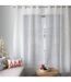 Rideau Voilage Brodé Noël 140x240cm Blanc & Argent-1