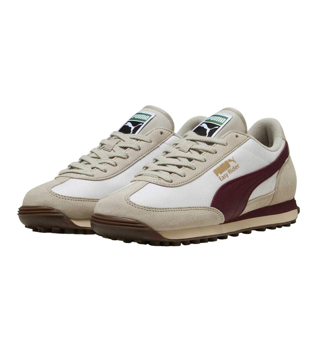 Womens/ladies Easy Rider Suede Trainers White Burgundy Puma-4