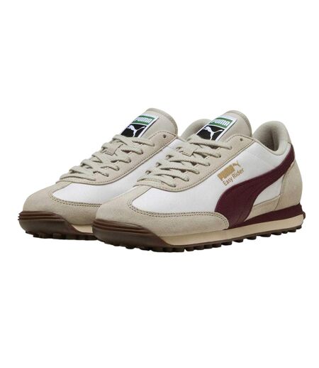 Womens/ladies Easy Rider Suede Trainers White Burgundy Puma