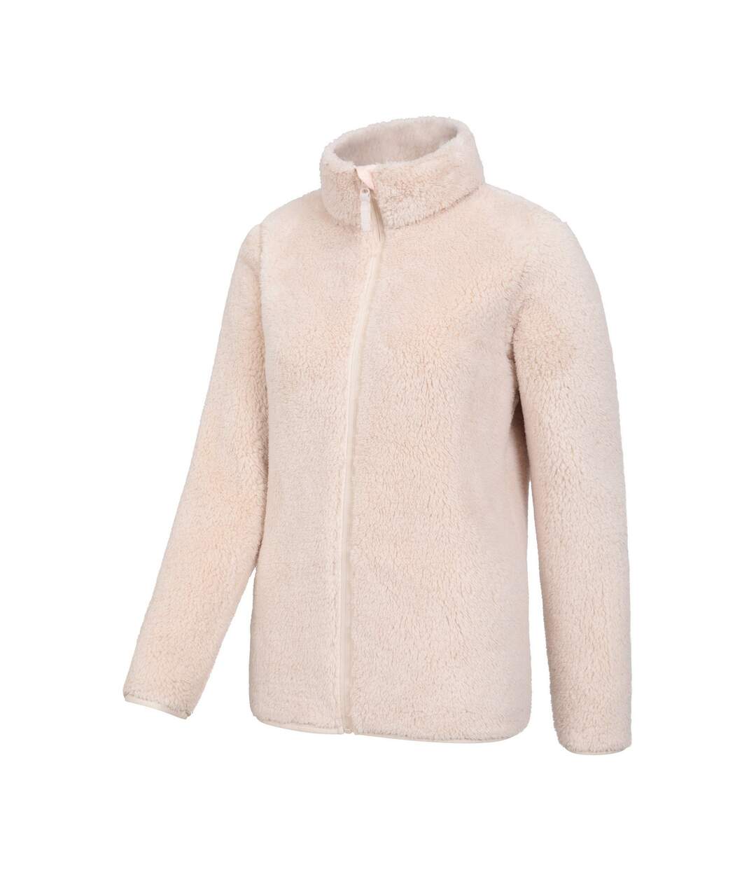 Womens/ladies teddy fleece full zip jacket beige Mountain Warehouse-4