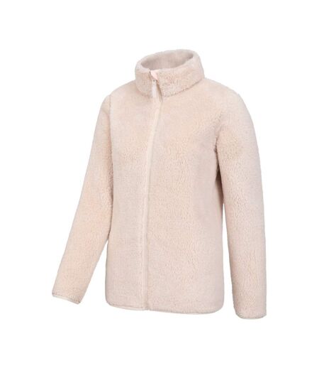 Womens/ladies teddy fleece full zip jacket beige Mountain Warehouse