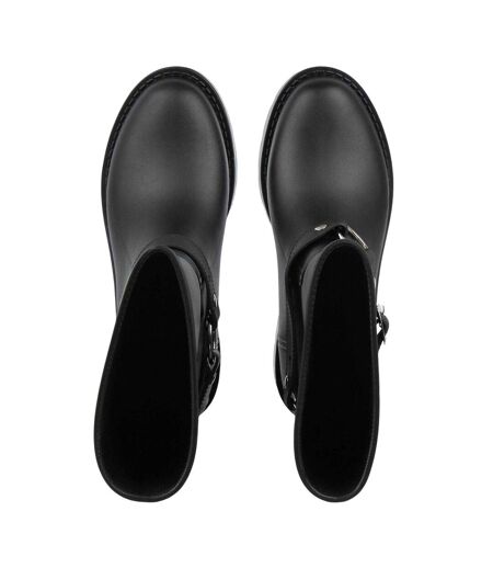 Womens/ladies Plain Buckle Detail Wellington Boots Black Gelert