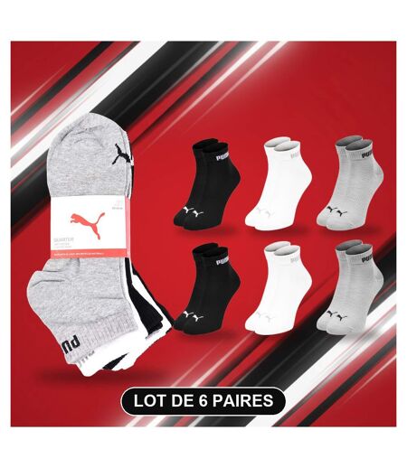 PUMA Chaussettes Mixte Quarter Pack 6 Paires (Lot) - Coton Doux
