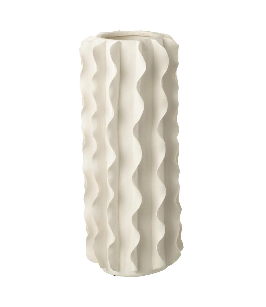 Vase Cylindrique en Céramique Helix 44cm Blanc-1