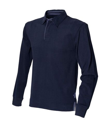 Front Row Mens Super Soft Long Sleeve Rugby Polo Shirt (Navy) - UTRW491