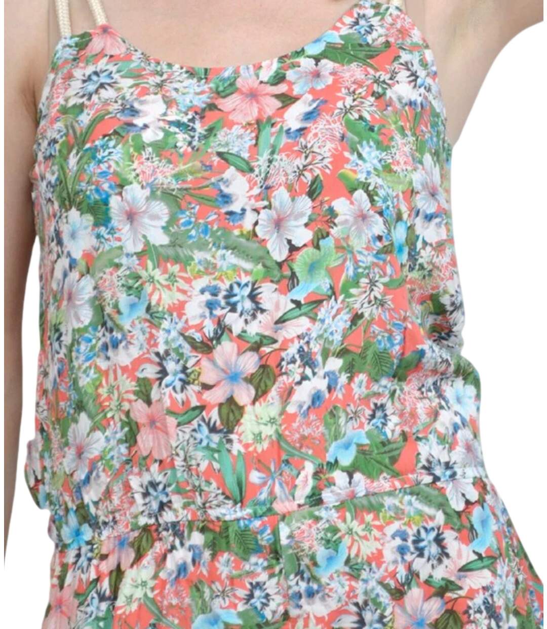 Combishort femme fleuri à  bretelles rose - style féminin et estival-4