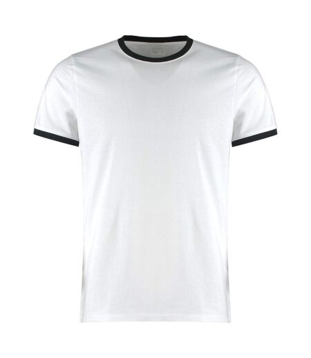 T-shirt Motif/style Ringer Homme Blanc Noir Kustom Kit