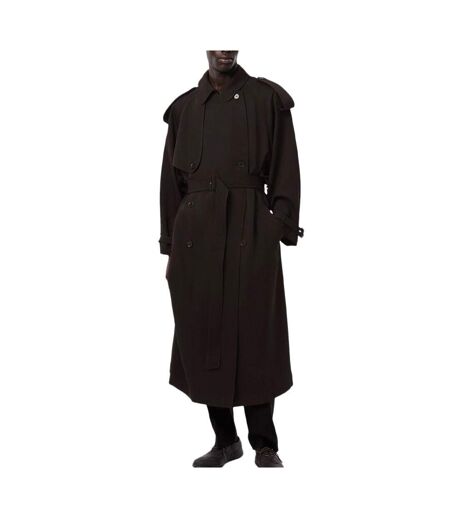 Trench-coat long marron unisexe lacoste runway wooll