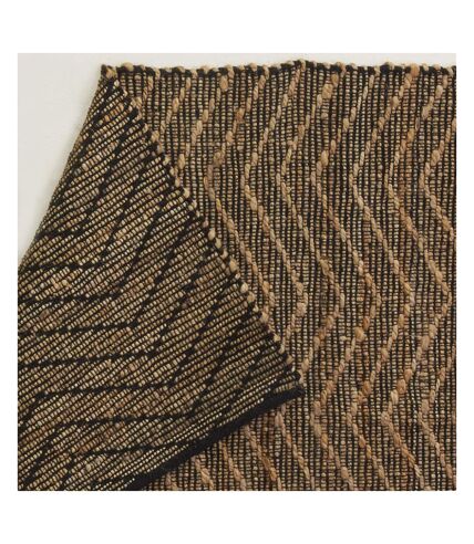 Tapis en jute et coton naturels Zig-zag Naturel et marron - 120 x 180 cm