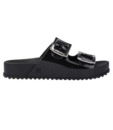 Womens/ladies Slip-on Flat Sliders Black Zaxy