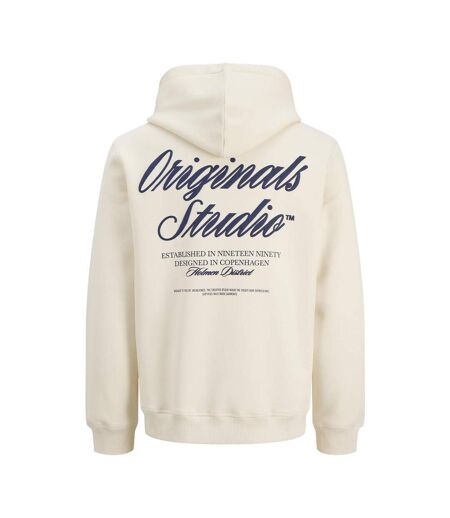 Sweat à capuche beige homme jack & jones typo