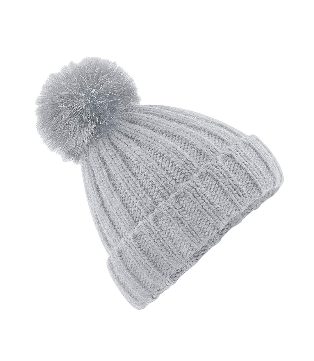 Beechfield Verbier - Bonnet à pompon imitation fourrure - Adulte mixte (Gris clair) - UTRW5804