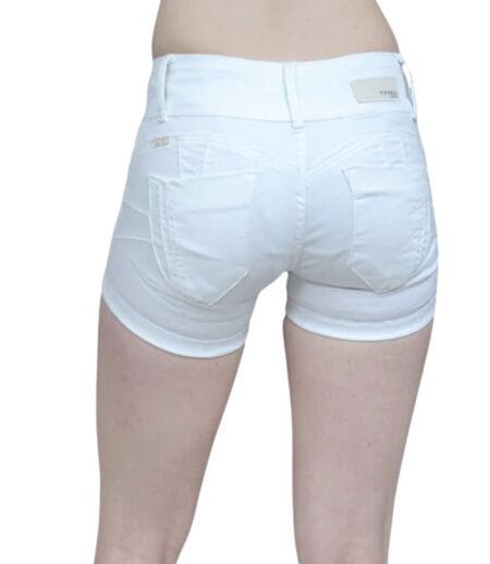 Short Push-Up Femme en Coton Lycra Blanc - Coupe Mode 5 Poches
