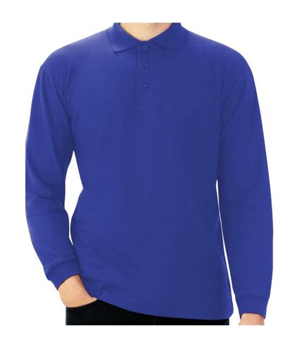 Casual classic mens long sleeve polo royal blue Absolute Apparel