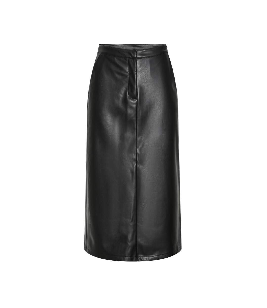 Jupe simili cuir noir femme pieces neeth-1