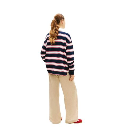 Sweat Rugby Motif/style À Rayures Femme Bleu Marine Foncé Tommy Jeans