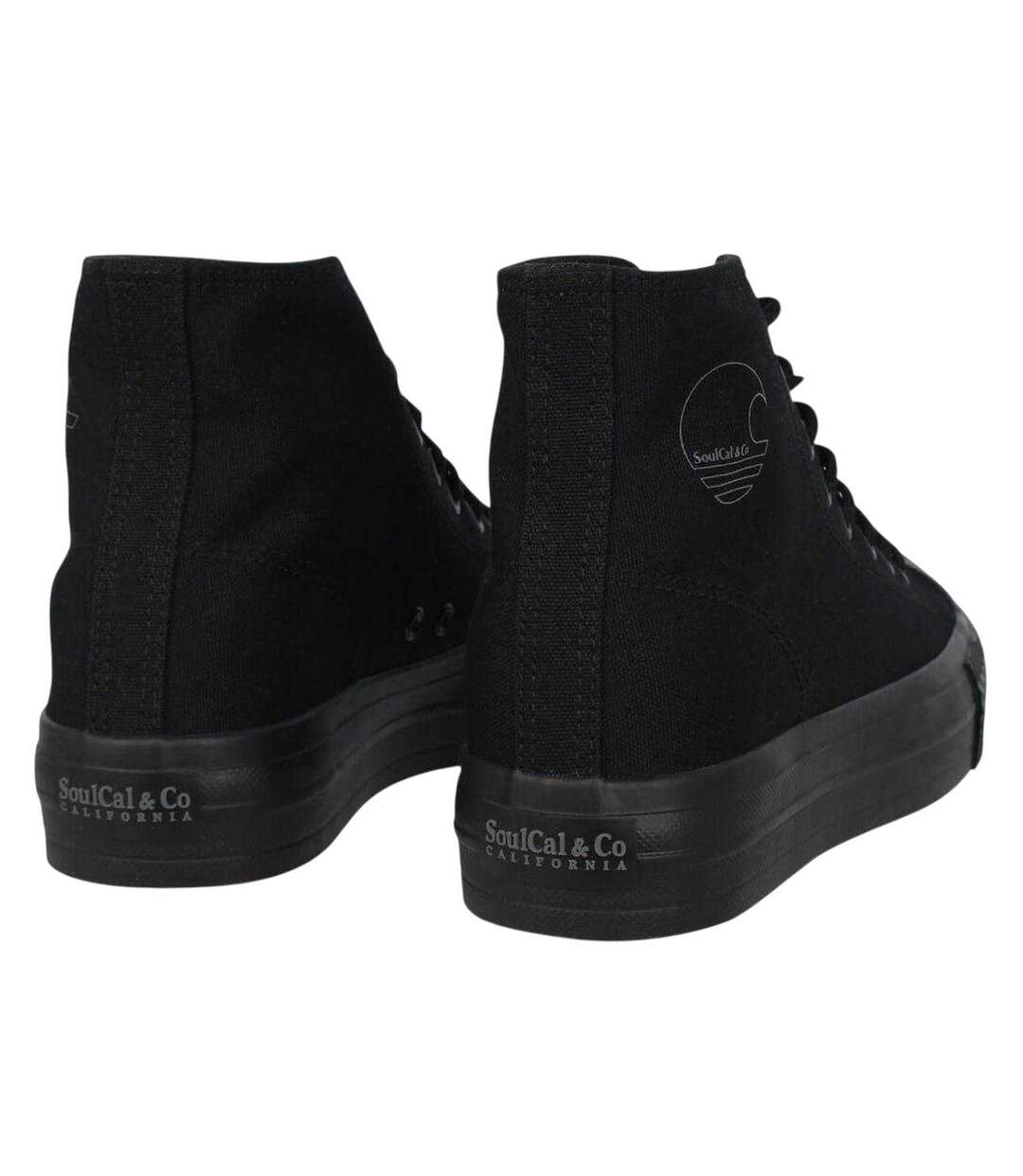 Womens/ladies Canvas High-top Platform High Top Trainers Black SoulCal-2
