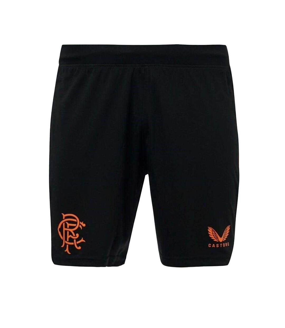 Mens Rangers Fc Athletic Shorts Black Orange Print Castore-1