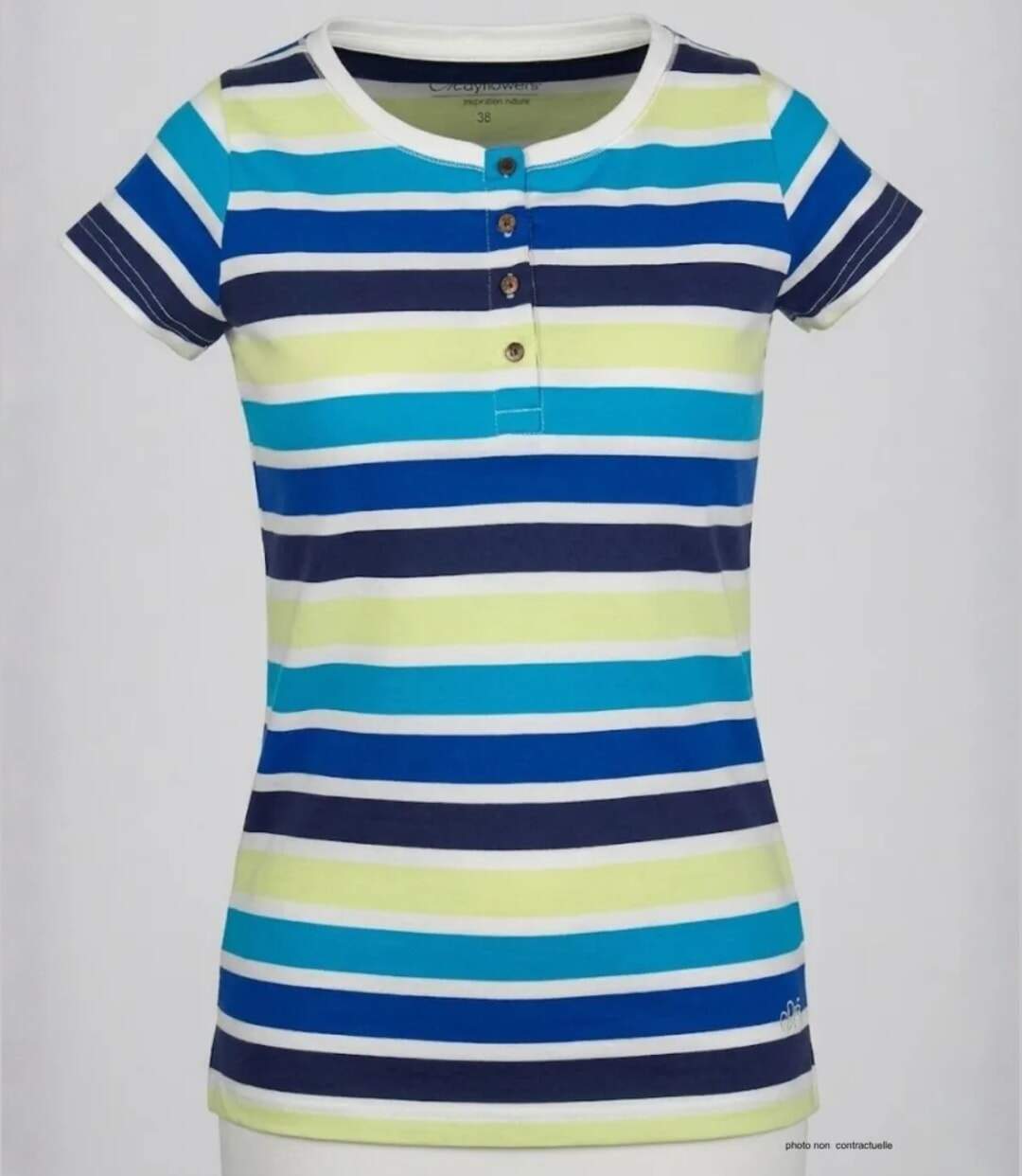 Tee-shirt Mayflower Diwane2 style marinière : le classique boutonné 100% coton-3
