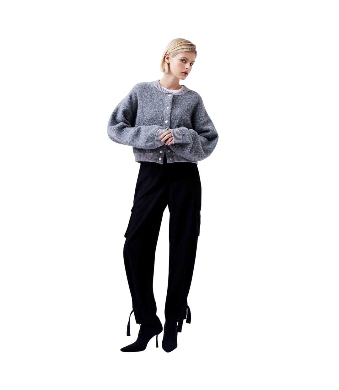 Cardigan Manches Bouffantes Melissa Femme Gris French Connection-4