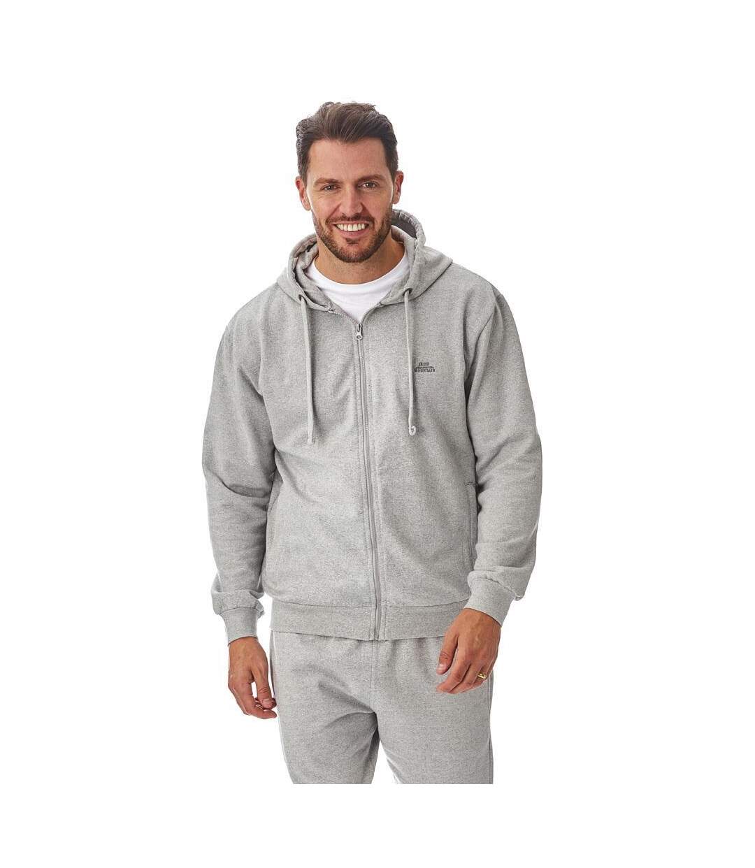 Mens hooded fleece jacket light grey Iron Mountain-4