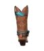 Womens/ladies Crush Leather Strap Mid Calf Cowboy Boots Brown Durango-2
