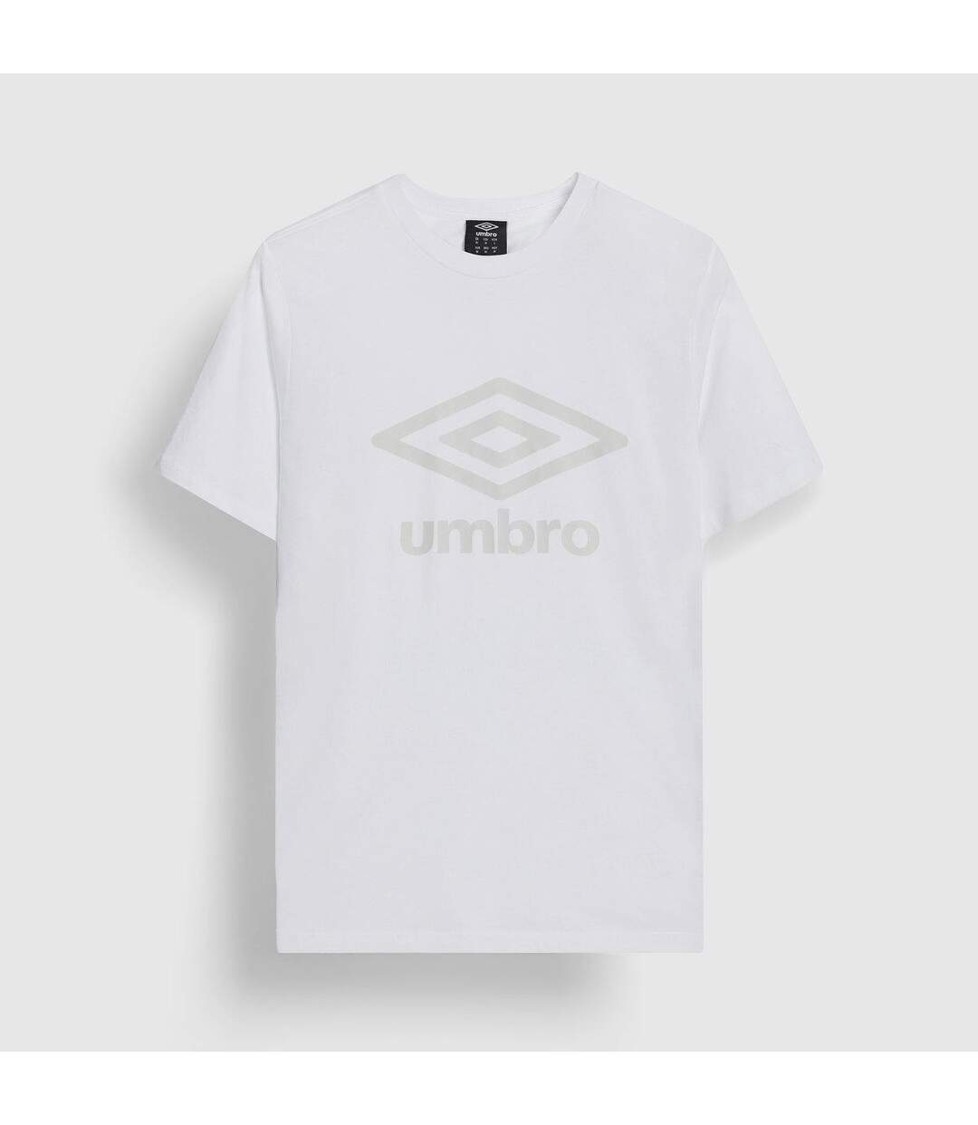 Mens Stacked Logo T-shirt Brilliant White Oyster Mushroom Umbro-1