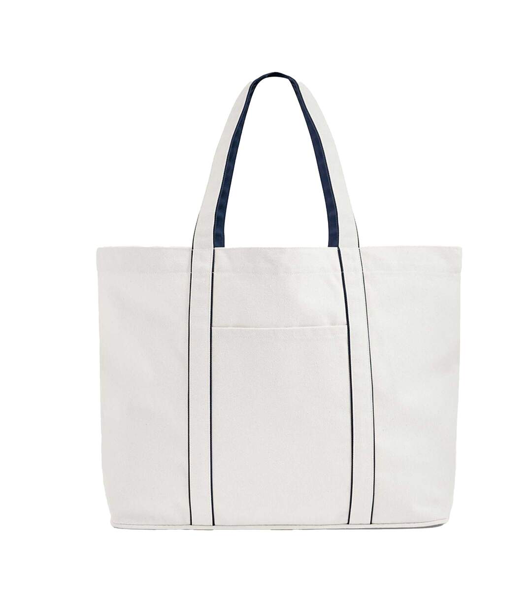 Tote Bag Motif/style Grand Courtside Taille Unique Blanc Doux Bleu Marine Français Westford Mill-2