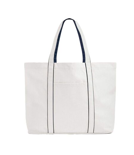 Tote Bag Motif/style Grand Courtside Taille Unique Blanc Doux Bleu Marine Français Westford Mill
