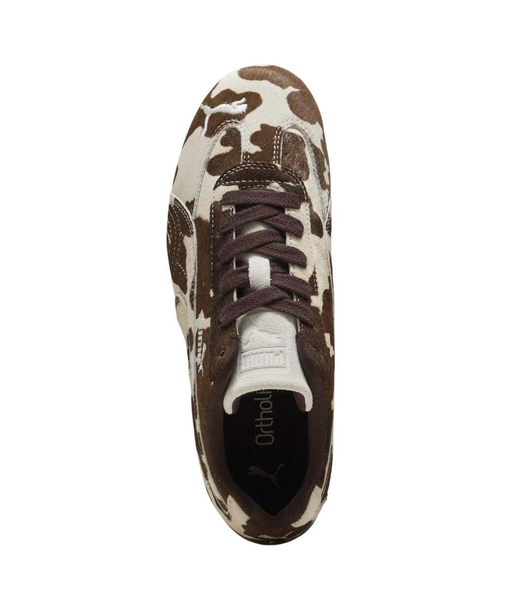Womens/ladies Speedcat Cow Print Low Cut Trainers Beige Brown Puma-3