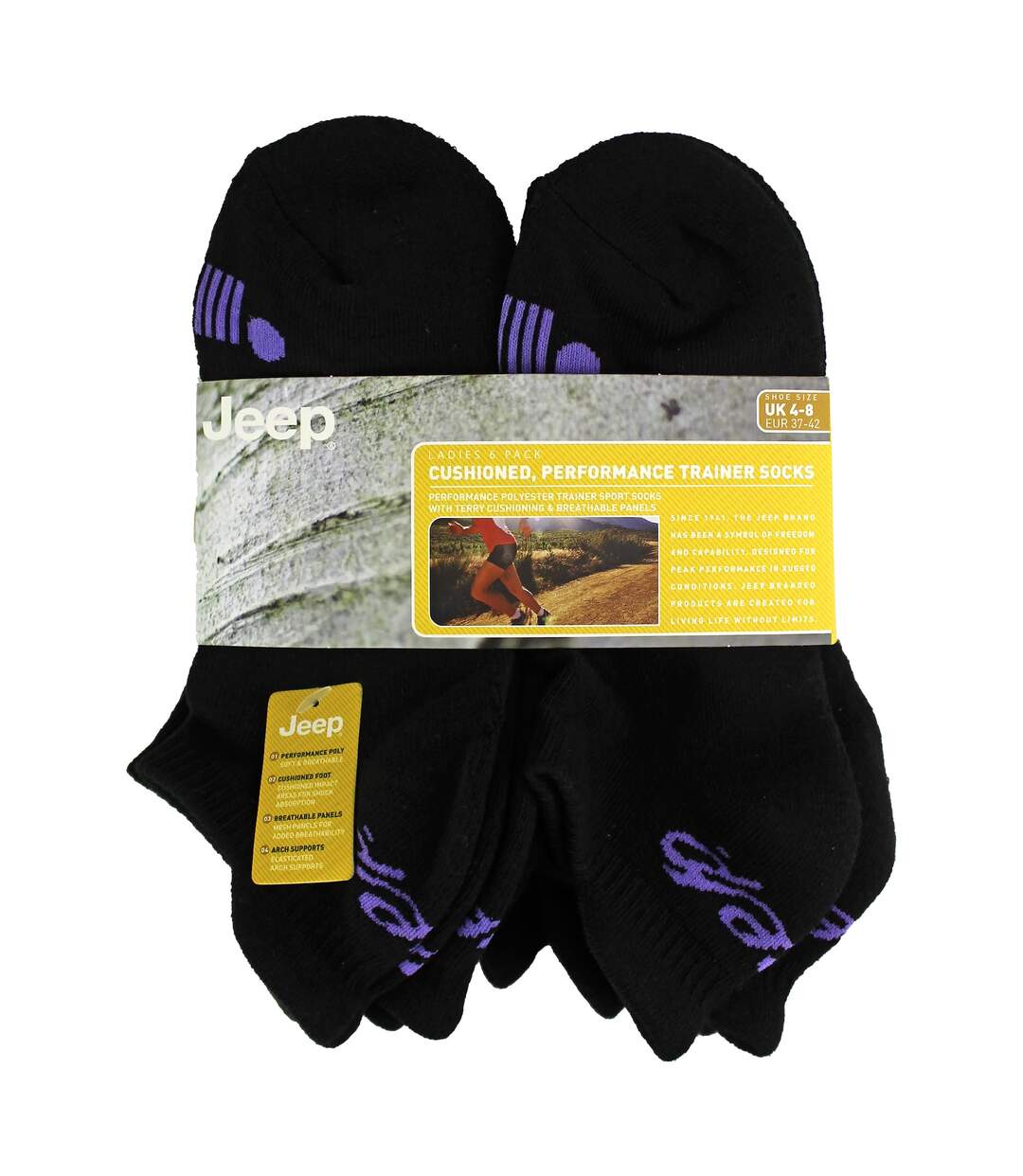 6 Pack Ladies Cotton Cushioned Low Cut Sport Ankle Socks for Running-2