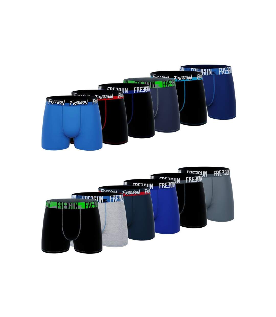 Lot de 12 boxers homme en coton modèles aléatoires Pack surprise Freegun-2