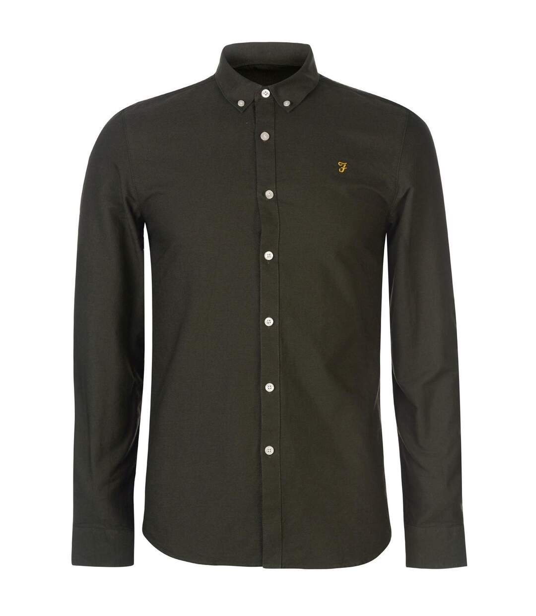 Chemise À Boutons Manches Longues Motif/style Rétro Homme Vert Foncé Farah-1