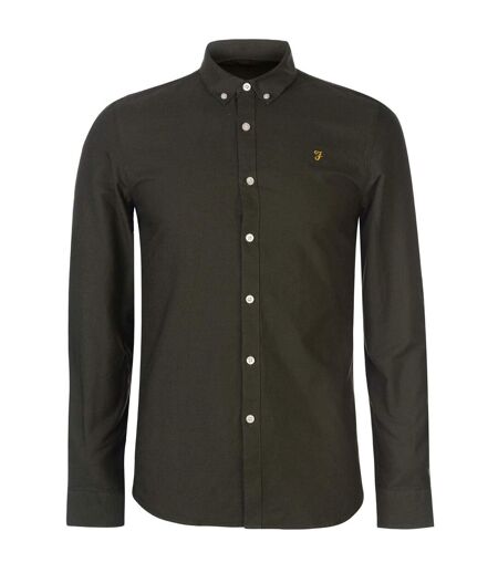 Chemise À Boutons Manches Longues Motif/style Rétro Homme Vert Foncé Farah