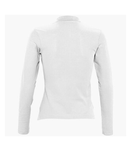 SOLS Womens/Ladies Podium Long Sleeve Pique Cotton Polo Shirt (White) - UTPC330