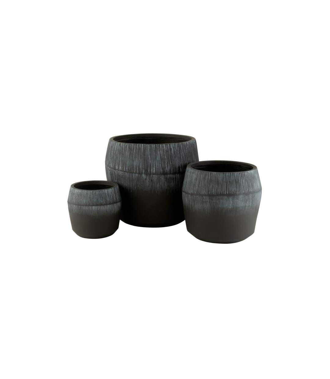 Lot de 3 Cache-Pots en Argile Abel 55cm Noir-1