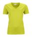 t-shirt respirant femme col V - running - JN735 - jaune acide