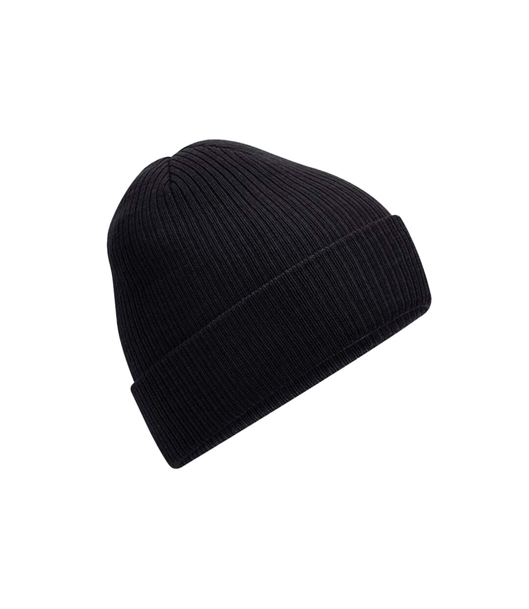 Unisex adult ribbed polylana beanie black Beechfield-1