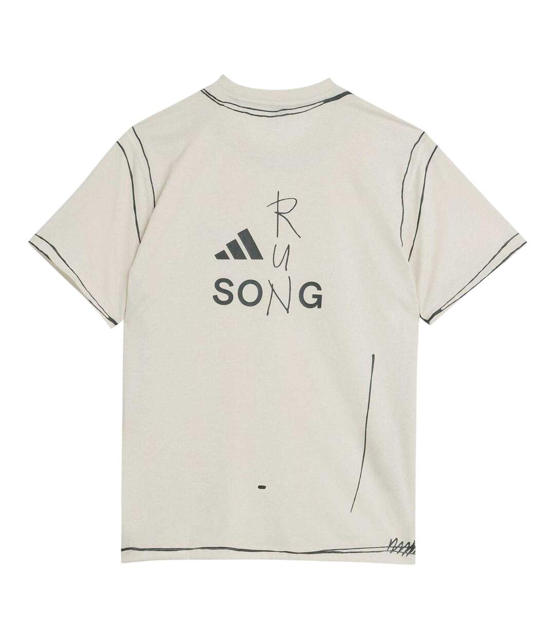 Mens Doodle Logo Loose Fit T-shirt Ivory Adidas-3