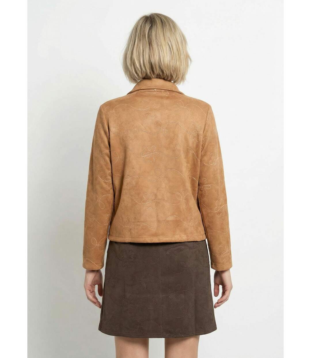 Veste zippée style motard, simili cuir-2