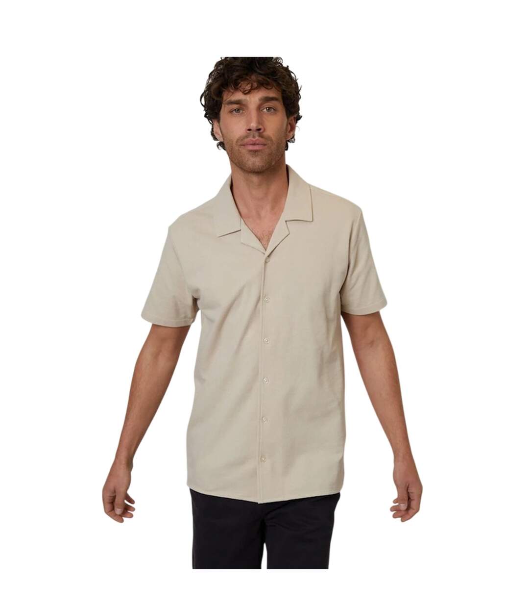 Mens Kaylian Regular Short-sleeved Shirt Stone Threadbare-2