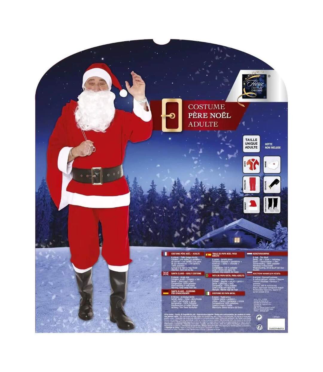Déguisement Adulte 6 Pièces Père Noël 148cm Rouge-2
