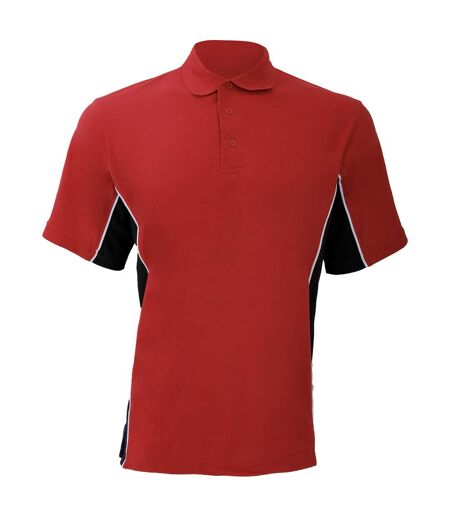 Gamegear® Mens Track Pique Short Sleeve Polo Shirt Top (Red/Black/White)