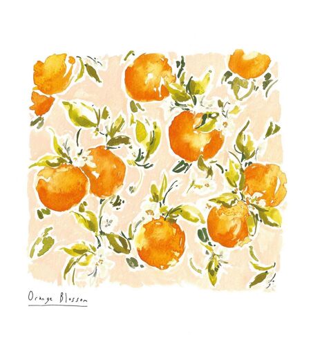 Rose Jocham Orange Blossom Paper Print (Orange/Green) (40cm x 40cm)