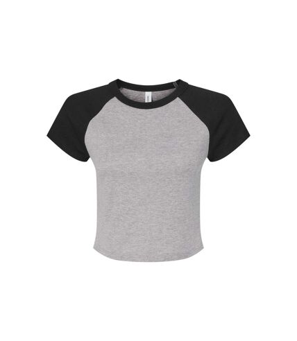 Womens/ladies heather micro-rib babydoll raglan crop t-shirt athletic heather grey/black Bella + Canvas