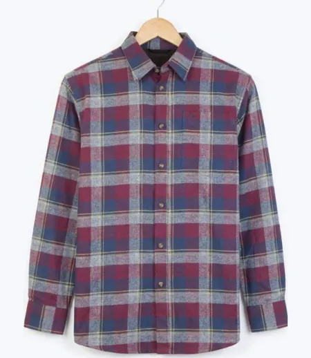 CHALLENGER TARIC2 — Chemise à carreaux manches longues bordeaux et bleu : confort thermique en flanelle