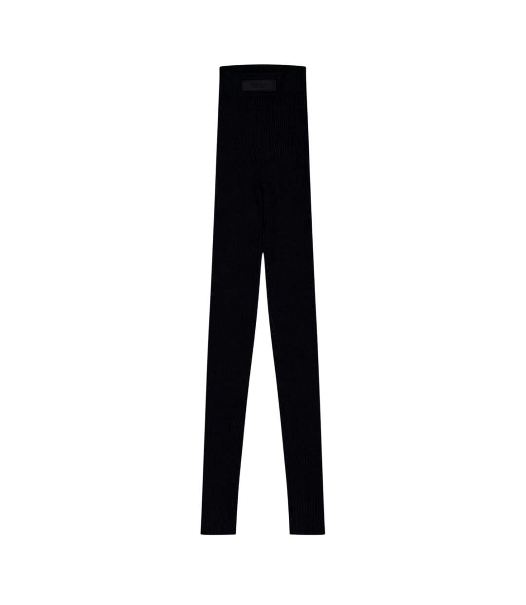 Womens/ladies Ribbed Leggings Black Essentials-2