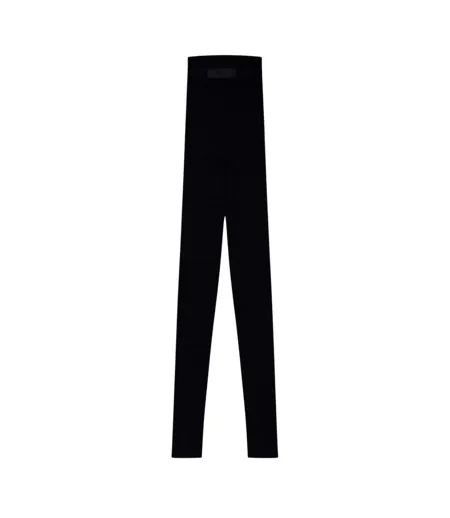 Womens/ladies Ribbed Leggings Black Essentials