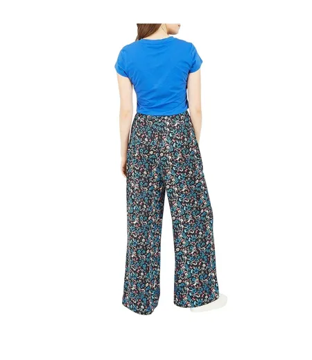 Pantalon Motif/style Floral Femme Bleu Yumi